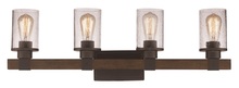 Trans Globe 21844 ROB - 4LT VANITY BAR SEEDED RUSTIC-R